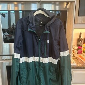 DC Navy and Green Windbreaker, XL (has wear but overall GUC)